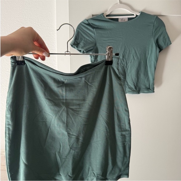 Oh Polly Teal Mini Skirt set - Picture 1 of 4